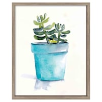 Glass Framed Potted Succulent Wall Art, 17x21