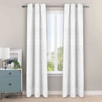 Carrie White Jacquard Light Filtering Curtain Panel, 84"