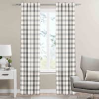 Honeybloom Natural Buffalo Check Light Filtering Curtain Panel, 84"