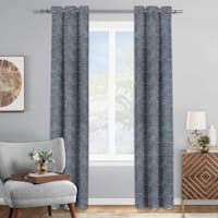Providence Bark Metallic Navy Blue Light Filtering Curtain Panel, 84"