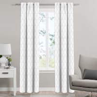 Honeybloom White Top Side Diamond Light Filtering Curtain Panel, 84"