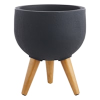 Japi All Weather Proof Black Round Rustic Outdoor Planter Stand, Small