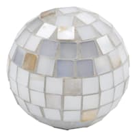 White Mosaic Glass Ball, 4"