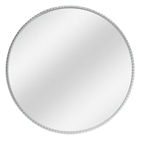 Silver Metal Gallery Round Wall Mirror, 30"