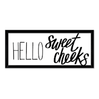 Glass Framed Hello Sweet Cheeks Bathroom Wall Art, 8x20