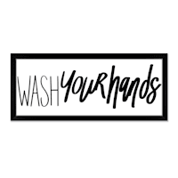 Glass Framed Wash Your Hands Bathroom Wall Art, 8x20