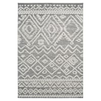 (B684) Found & Fable Grey House Tribal Woven Area Rug, 5x7