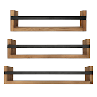 Honeybloom 3-Piece Wood & Metal Wall Shelves Set