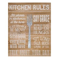 16X20 Kitchen Rules Planked Wood Wall Art