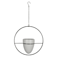 Indoor Winston Circle-Hanging White Pot, Medium