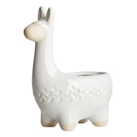 Indoor Rustic White Llama Ceramic Pot, 5"