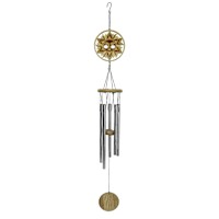 Wooden Sun Face Wind Chime, 34"