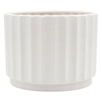 Indoor White Wave Cylinder Ceramic Pot, Large