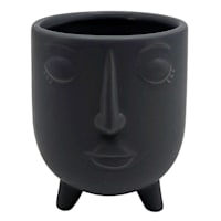 Indoor Grey Ceramic Face Pot, Extra Small