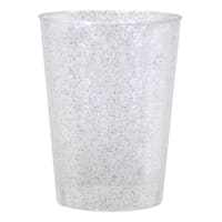 Silver Glittered Plastic Tumbler, 10oz