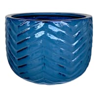 Mist Blue Herringbone Ceramic Outdoor Planter, Medium