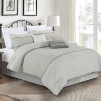 7-Piece Grey Embellished Geo Comforter Set, Queen
