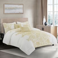 7-Piece White Floral Jacquard Comforter Set, Queen