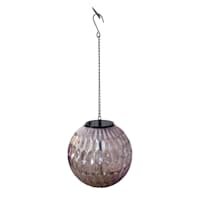 LED Purple Glass Hanging Ball Outdoor Solar Lantern, 8"