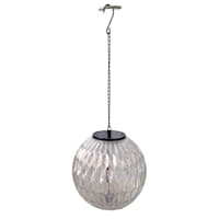 LED Iridescent Glass Hanging Ball Outdoor Solar Lantern, 8"