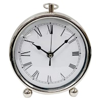Laila Ali Silver Metal Round Clock, 7"