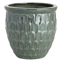 Moss Green Crown Ceramic Outdoor Planter, Medium