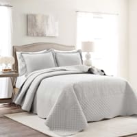 Found & Fable 3-Piece Grey Medallion Scalloped Bedspread Set, Queen