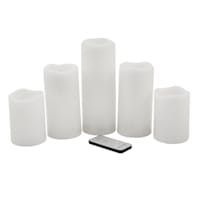 5-Piece Outdoor LED Pillar Candle Set, White