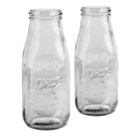 Set of 6 Country Milk Glass Bottles