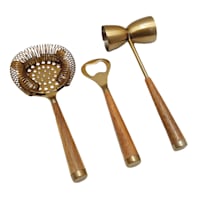 3-Piece Brass & Wood Bar Tools