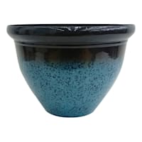 Blue Round Reactive Glazed Outdoor Planter, Large