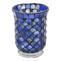 Blue Mosaic Votive Holder, 6"