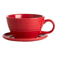 Indoor Shelby Red Teacup & Saucer Ceramic Pot, Medium