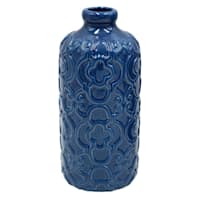 Blue Ceramic Vase, 8"