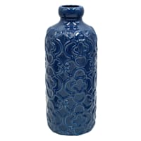 Blue Ceramic Vase, 10"