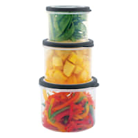 3-Piece Round Plastic Food Storage Set with Vent Lid