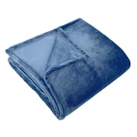 Navy Blue Plush Bed Blanket, King