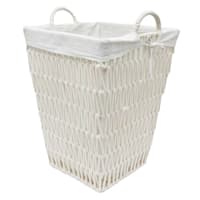 Cotton Rope Laundry Hamper with Removable Liner, White