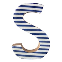 Tiny Dreamers 6" Blue Striped Wooden Letter, S