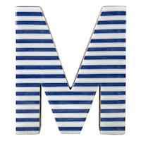 Tiny Dreamers 6" Blue Striped Wood Letter, M