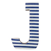 Tiny Dreamers 6" Blue Striped Wood Letter, J