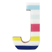 Tiny Dreamers 6" Multicolor Striped Wood Letter, J