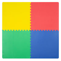 4-Pack Multicolor Rubber Play Tiles, 24"
