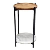 Wooden Top Table with Marble Shelf