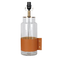 Glass Leather Wrapped Accent Lamp, 17.5"