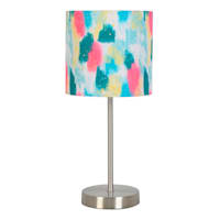 Tiny Dreamers Silver Metal Stick Accent Lamp with Colorful Shade, 15"