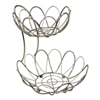 2-Tier Nickel Flower Fruit Basket
