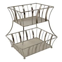 2-Tier Satin Nickel Metal Fruit Basket