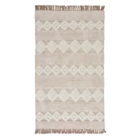 (B690) St. Marco Ivory Flatweave Diamond Design Area Rug, 5x7