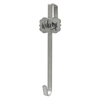 Galvanized Metal Welcome Over the Door Wreath Hanger, 15"